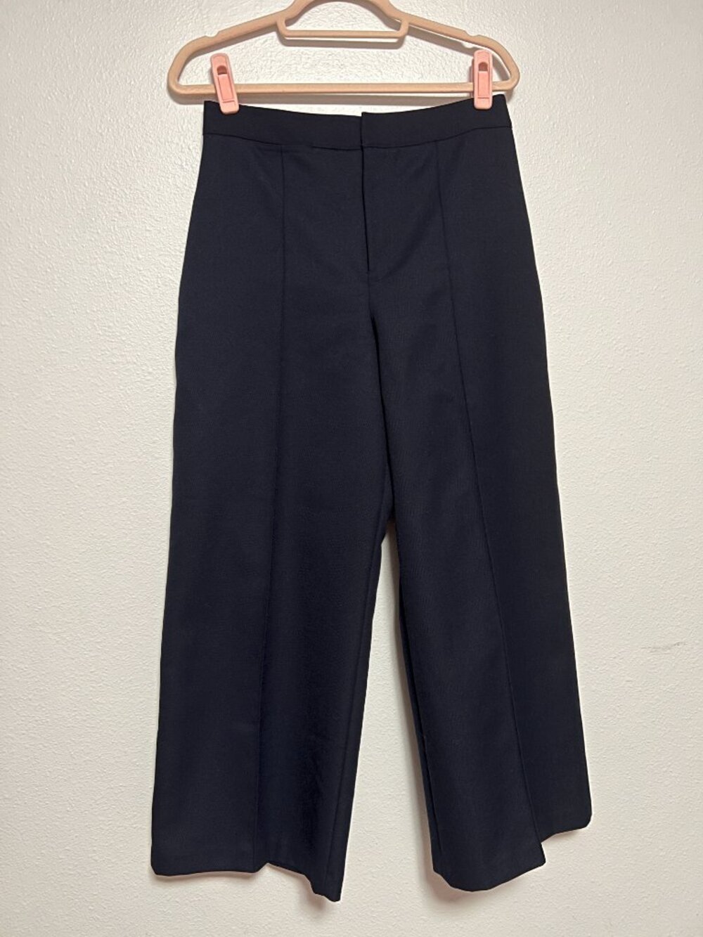 Club Monaco Valena Navy Wool Blend High Rise Cropped Wide Leg Trouser Pants Sz 6